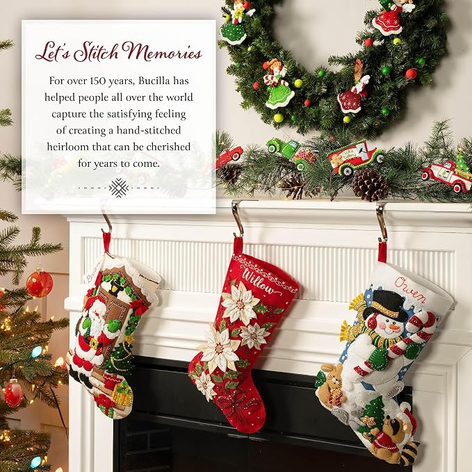 Bucilla Felt Applique 6 Piece Ornament Making Kit, Teddy Bear Traditions, Perfect for DIY Arts and Crafts, 89646E