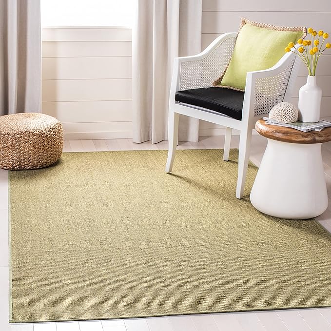Martha Stewart x SAFAVIEH Area Rug Collection - 3' x 5', Green, Sisal & Jute, Farmhouse Style, Ideal for Living Room, Bedroom, Foyer, Accent Space (MSR9501Y)