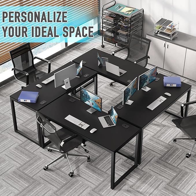 SHW 55-Inch Commercial-Grade Office Computer Desk, Black | 10-Year Limited Warranty