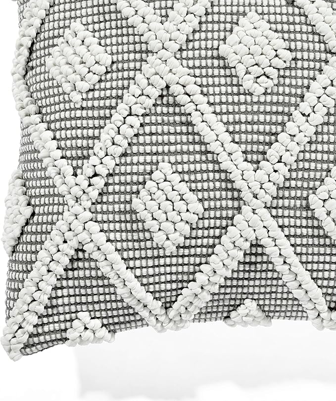 Lush Decor Adelyn Decorative Throw Pillow Cover, 20" W x 20" L, Gray - Square Pillow - Gray Diamond Pillow - Textured Pillows - Hygge Decor - Farmhouse Throw Pillows For Bed, Couch, Or Chair