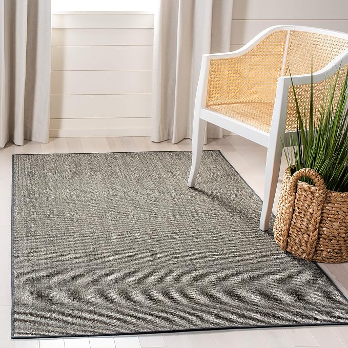 Martha Stewart x SAFAVIEH Area Rug Collection - 3' x 5', Charcoal, Sisal & Jute, Farmhouse Style, Ideal for Living Room, Bedroom, Foyer, Accent Space (MSR9501F)