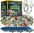 National Geographic Rock Tumbler Refill Kit with 3 Lbs. Rough Gems | 3 Lbs. Rough Gemstones, Amethyst and Quartz, 4-Stage Grit, Jewelry Accessories, Rock Polishing Supplies