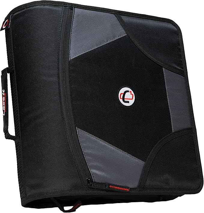 Case-it School Zipper Binder | 4-Inch D-Rings | 800-Sheet | D-186 Black | King Sized Zip Tab, 5-Subject Expanding File Folder, Multiple Pockets, Storage Organizer, Shoulder Strap, Office