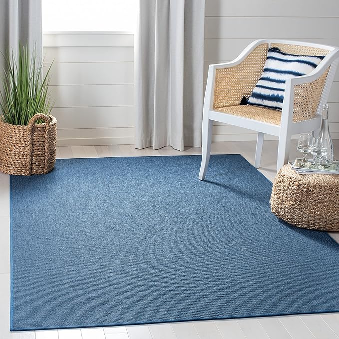Martha Stewart x SAFAVIEH Area Rug Collection - 4' x 6', Blue, Sisal & Jute, Farmhouse Style, Ideal for Living Room, Foyer, Bedroom, Accent Space (MSR9501M)