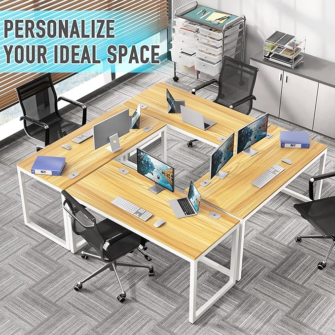 SHW 55-Inch Commercial-Grade Office Computer Desk, Oak | 10-Year Limited Warranty