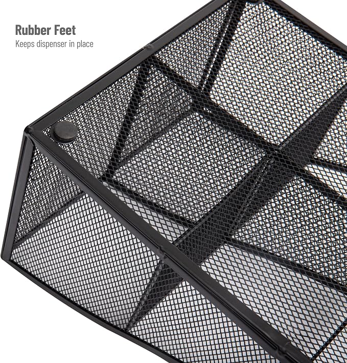 Mind Reader Countertop Organizer, Office Breakroom Supply Caddy for Cups Lids Stirrers and Condiments, Metal Mesh, Black