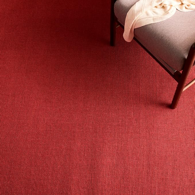 Martha Stewart x SAFAVIEH Area Rug Collection - 8' x 10', Red, Sisal & Jute, Farmhouse Style, Ideal for Living Room, Bedroom, Office, Dining Space (MSR9501Q)