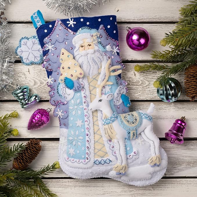 Bucilla Felt Applique 18" Stocking Making Kit, Winter Wonderland, Perfect for DIY Arts and Crafts, 89540E