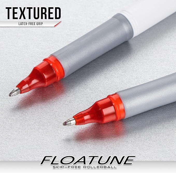 Pentel Floatune Rollerball, 0.8mm Medium Line, Black Ink, 12 Pack