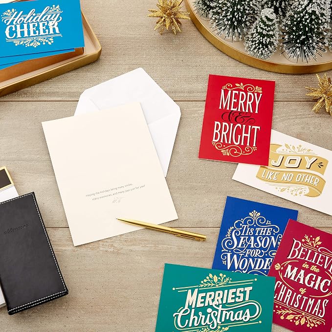 Hallmark Boxed Christmas Cards Assortment, Merriest Christmas (6 Designs, 24 Cards with Envelopes)