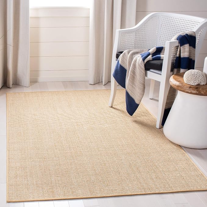 Martha Stewart x SAFAVIEH Area Rug Collection - 4' x 6', Beige & Ivory, Sisal & Jute, Farmhouse Style, Ideal for Living Room, Foyer, Bedroom, Accent Space (MSR9501C)