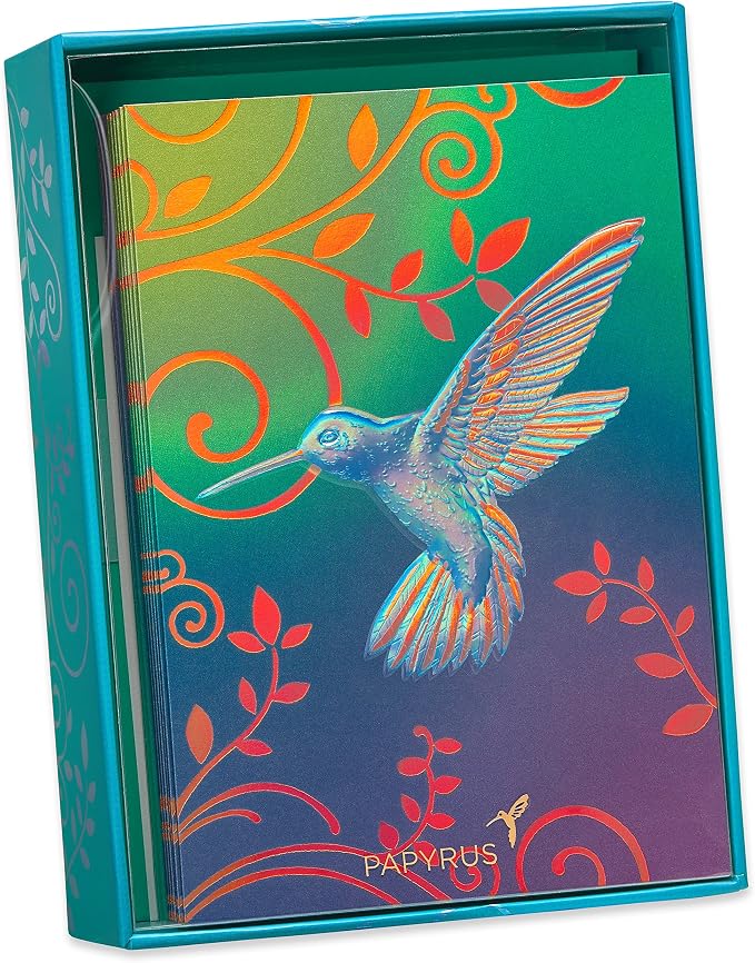 Papyrus Blank Cards with Envelopes, Hummingbird (12-Count)