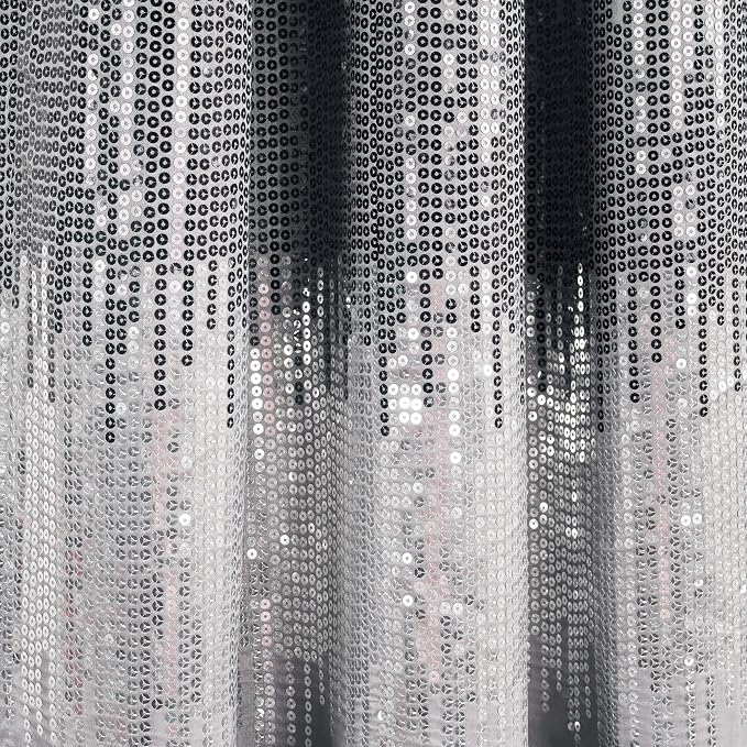 Lush Decor Night Sky 100% Blackout Window Curtain Panel Single 42"W x 84"L, Black & Gray - Blackout Curtains For Bedroom - Sequin Curtains - Glam Decor