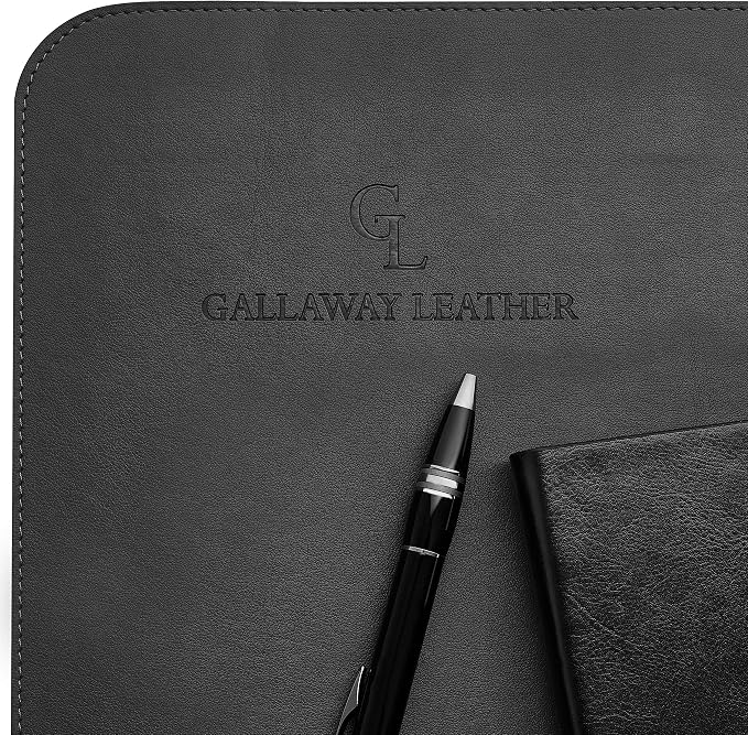 Gallaway Leather Desk Mat, Office Writing Desk Pad, Large 36" x 17" Black, for Top of Desks, Gift Ready Elegant Computer Desk Cover Protector PU Leather
