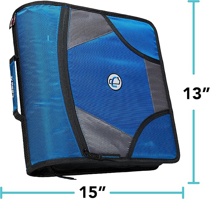 Case-it School Zipper Binder | 4-Inch D-Rings | 800-Sheet | D-186 Black | King Sized Zip Tab, 5-Subject Expanding File Folder, Multiple Pockets, Storage Organizer, Shoulder Strap, Office