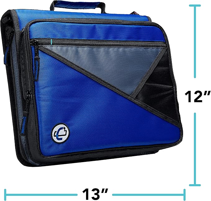 Case-it School Zipper Binder | 2-Inch O-Rings | 400-Sheet | LT-007 Purple | Universal, 13-Inch Laptop/Tablet Padded Pocket, Multiple Storage Pockets, Shoulder Strap, School & Office Organizer