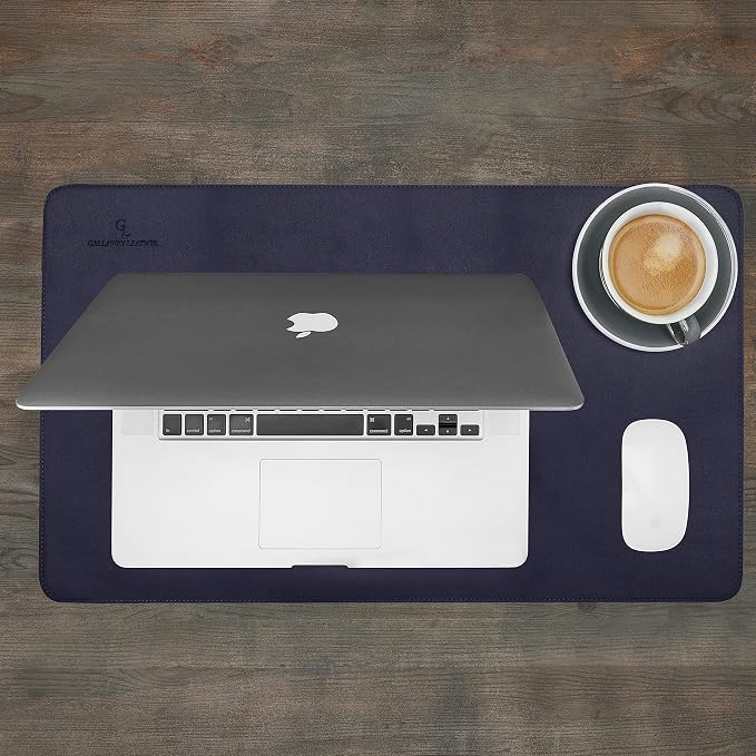 Gallaway Leather Desk Mat - Office Writing Desk Pad, Medium 24" x 14" Navy Blue, Gift Ready Elegant Computer Desk Cover Protector